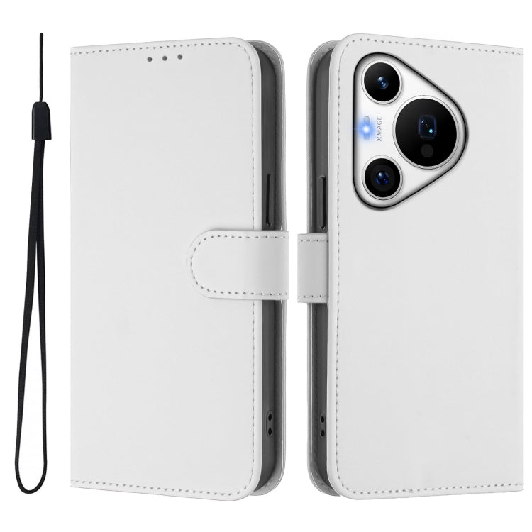 For Huawei Pura 70 Pro / 70 Pro+ Skin Feel Solid Color Leather Phone Case with Lanyard