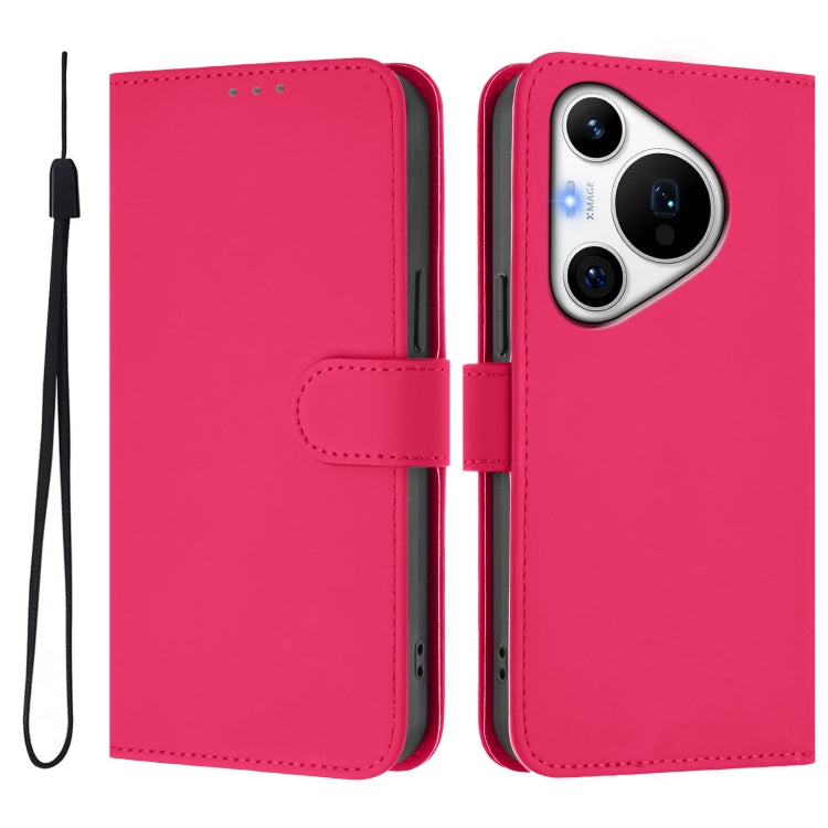 For Huawei Pura 70 Pro / 70 Pro+ Skin Feel Solid Color Leather Phone Case with Lanyard