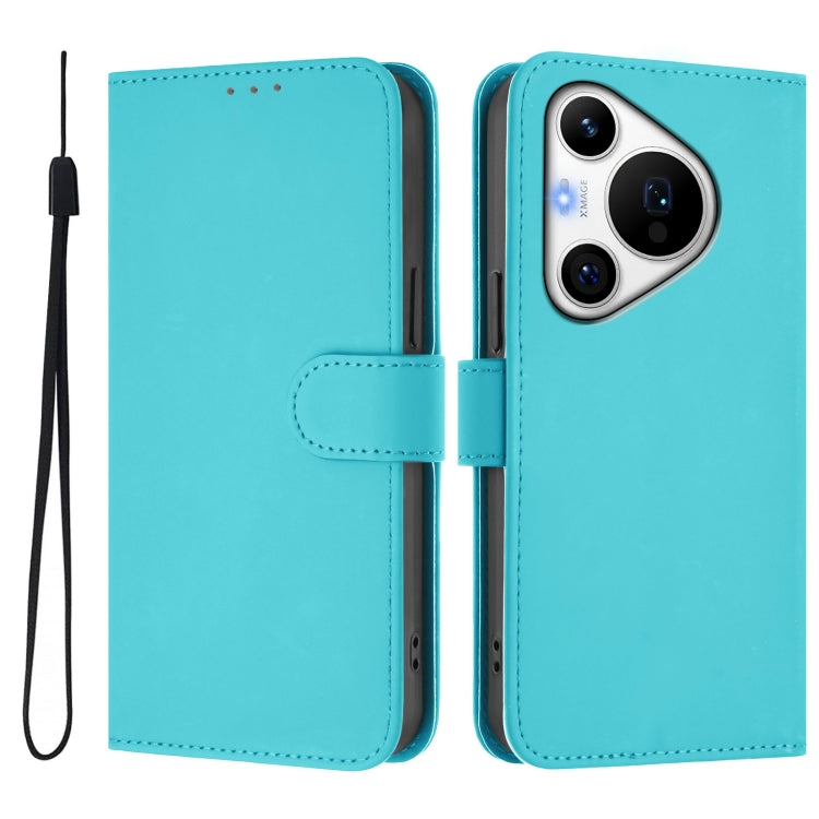 For Huawei Pura 70 Pro / 70 Pro+ Skin Feel Solid Color Leather Phone Case with Lanyard