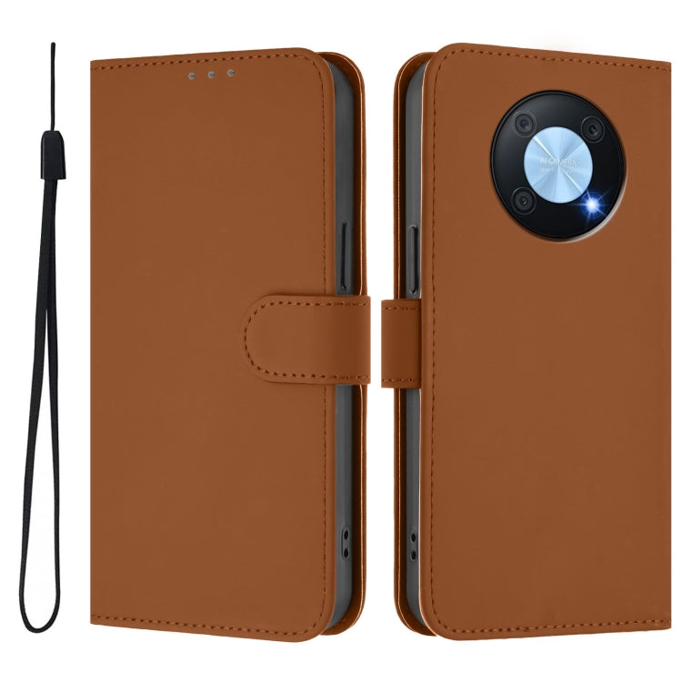For Huawei Enjoy 50 Pro 4G / nova Y90 Skin Feel Solid Color Leather Phone Case with Lanyard