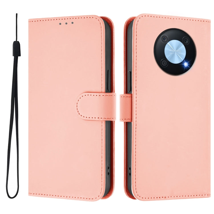 For Huawei Enjoy 50 Pro 4G / nova Y90 Skin Feel Solid Color Leather Phone Case with Lanyard