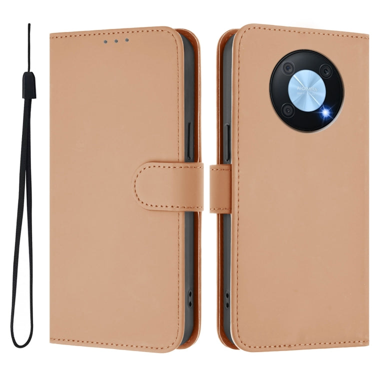 For Huawei Enjoy 50 Pro 4G / nova Y90 Skin Feel Solid Color Leather Phone Case with Lanyard