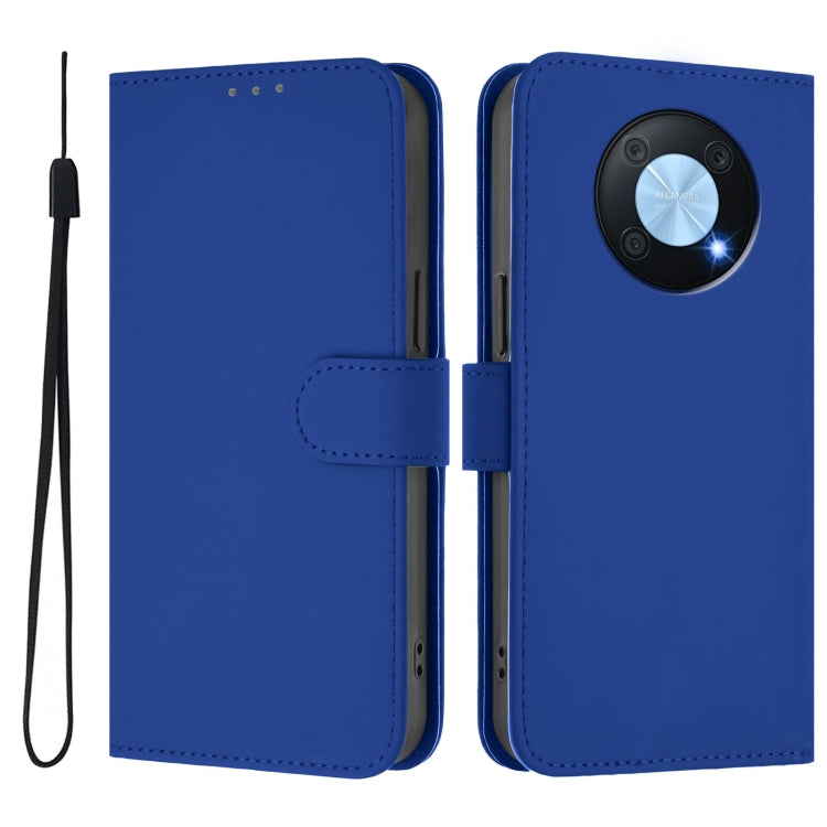 For Huawei Enjoy 50 Pro 4G / nova Y90 Skin Feel Solid Color Leather Phone Case with Lanyard