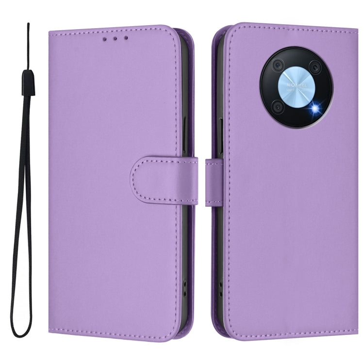 For Huawei Enjoy 50 Pro 4G / nova Y90 Skin Feel Solid Color Leather Phone Case with Lanyard