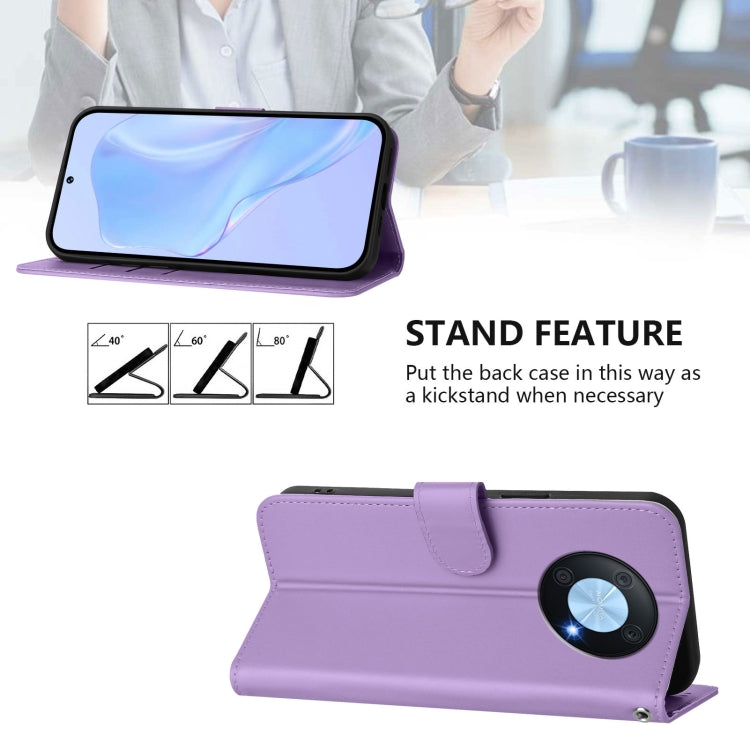 For Huawei Enjoy 50 Pro 4G / nova Y90 Skin Feel Solid Color Leather Phone Case with Lanyard