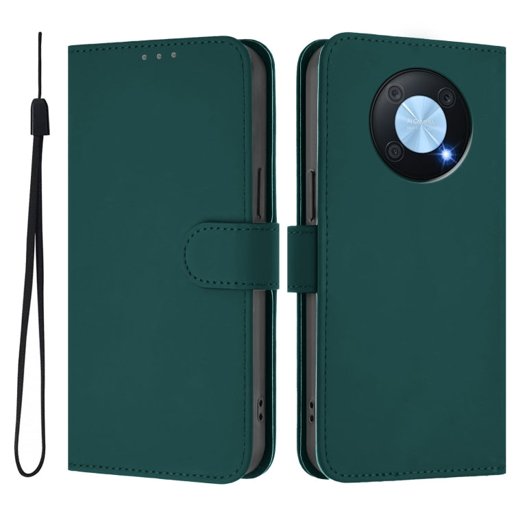 For Huawei Enjoy 50 Pro 4G / nova Y90 Skin Feel Solid Color Leather Phone Case with Lanyard