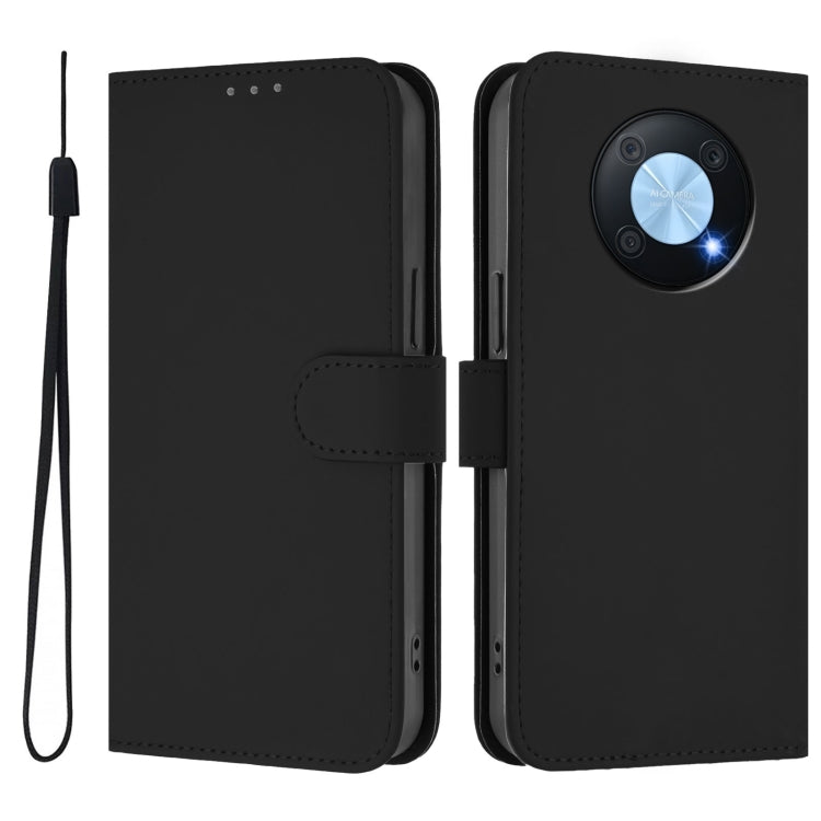 For Huawei Enjoy 50 Pro 4G / nova Y90 Skin Feel Solid Color Leather Phone Case with Lanyard