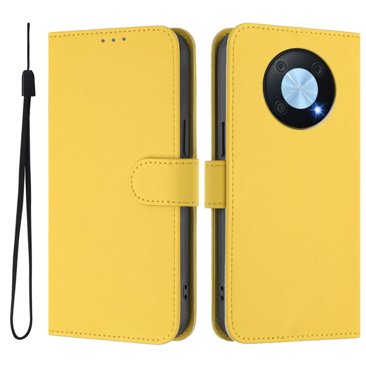 For Huawei Enjoy 50 Pro 4G / nova Y90 Skin Feel Solid Color Leather Phone Case with Lanyard