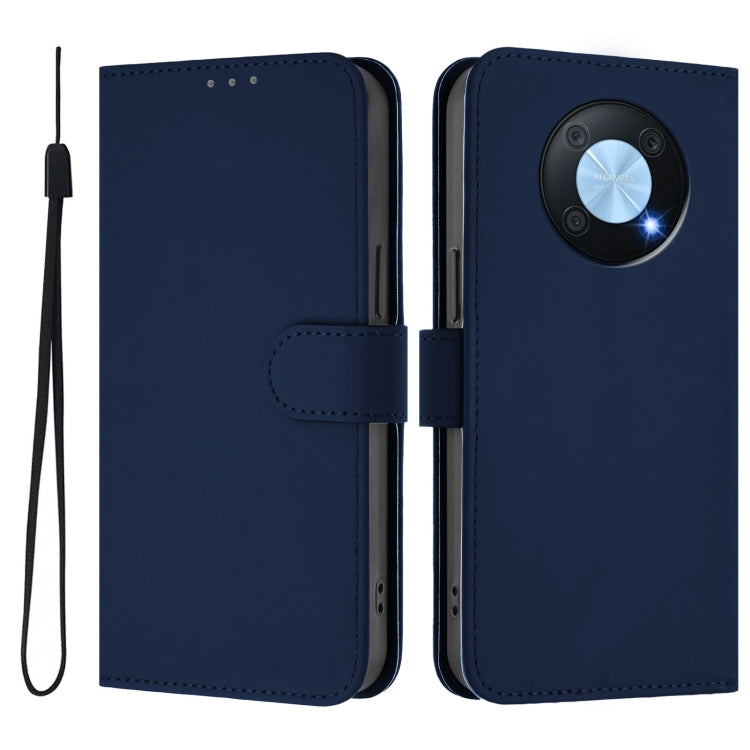 For Huawei Enjoy 50 Pro 4G / nova Y90 Skin Feel Solid Color Leather Phone Case with Lanyard