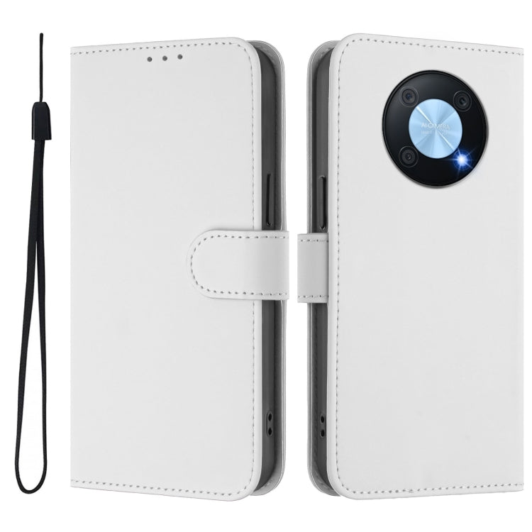 For Huawei Enjoy 50 Pro 4G / nova Y90 Skin Feel Solid Color Leather Phone Case with Lanyard