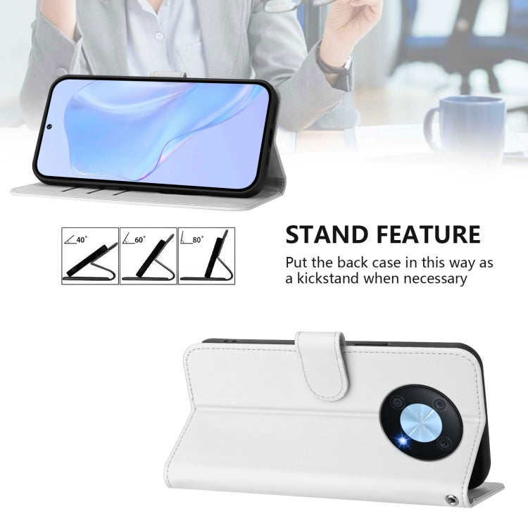 For Huawei Enjoy 50 Pro 4G / nova Y90 Skin Feel Solid Color Leather Phone Case with Lanyard