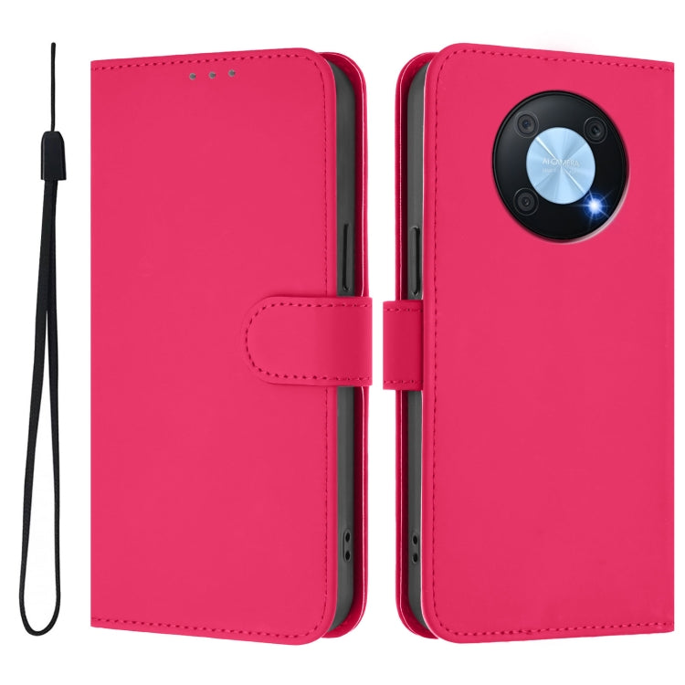 For Huawei Enjoy 50 Pro 4G / nova Y90 Skin Feel Solid Color Leather Phone Case with Lanyard