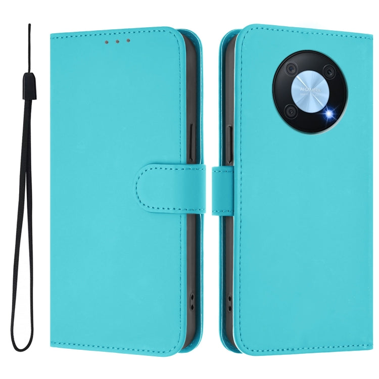 For Huawei Enjoy 50 Pro 4G / nova Y90 Skin Feel Solid Color Leather Phone Case with Lanyard