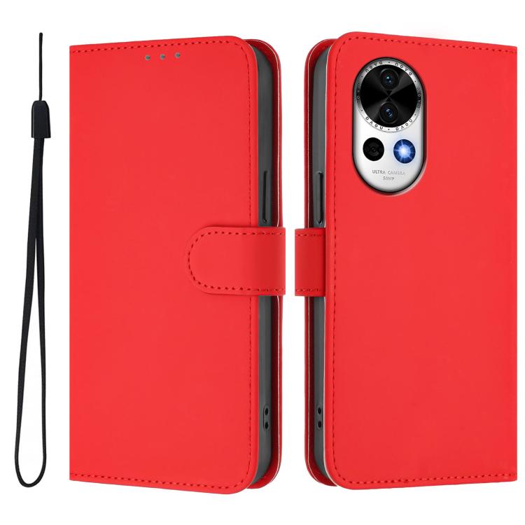 For Huawei Nova 13 / Nova 12 Skin Feel Solid Color Leather Phone Case with Lanyard
