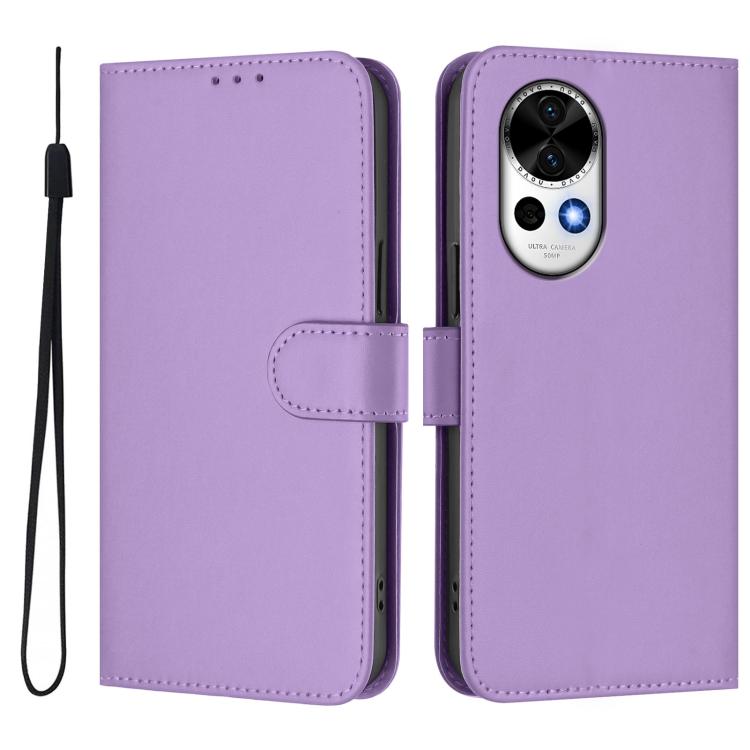 For Huawei Nova 13 / Nova 12 Skin Feel Solid Color Leather Phone Case with Lanyard