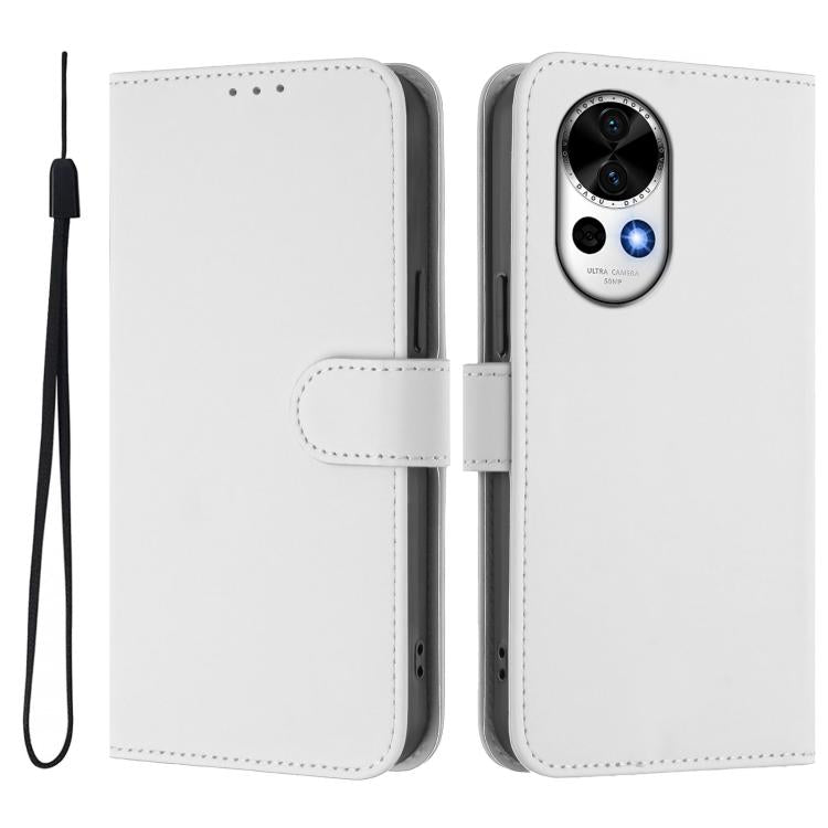 For Huawei Nova 13 / Nova 12 Skin Feel Solid Color Leather Phone Case with Lanyard