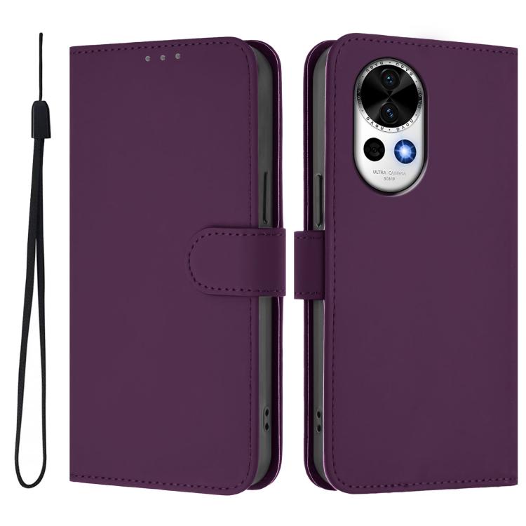 For Huawei Nova 13 / Nova 12 Skin Feel Solid Color Leather Phone Case with Lanyard