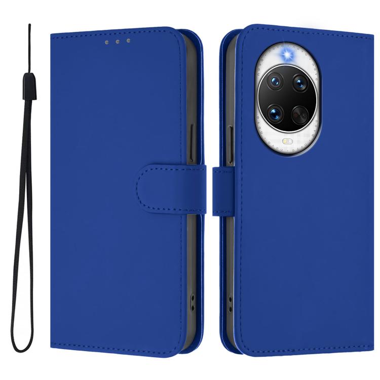 For Huawei nova 14 Pro Skin Feel Solid Color Leather Phone Case with Lanyard
