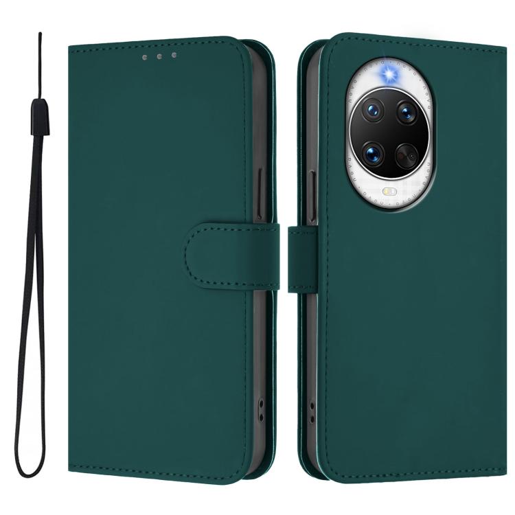 For Huawei nova 14 Pro Skin Feel Solid Color Leather Phone Case with Lanyard