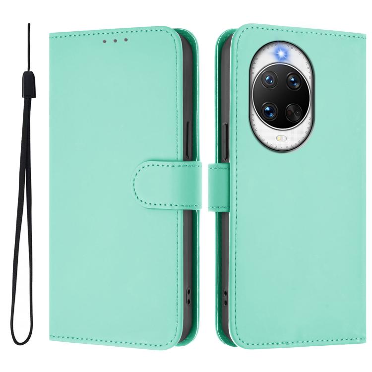 For Huawei nova 14 Pro Skin Feel Solid Color Leather Phone Case with Lanyard