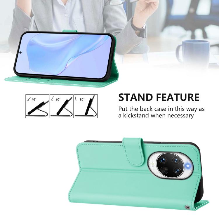 For Huawei nova 14 Pro Skin Feel Solid Color Leather Phone Case with Lanyard