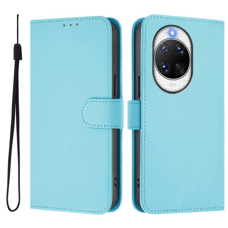 For Huawei nova 14 Pro Skin Feel Solid Color Leather Phone Case with Lanyard