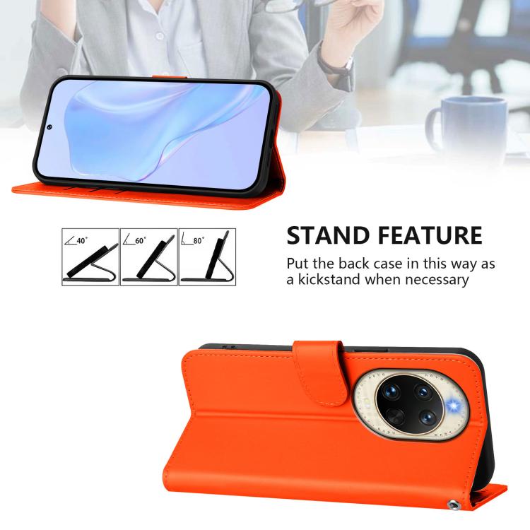 For Huawei nova 14 Skin Feel Solid Color Leather Phone Case with Lanyard