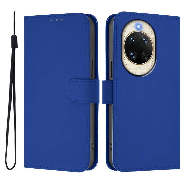 For Huawei nova 14 Skin Feel Solid Color Leather Phone Case with Lanyard