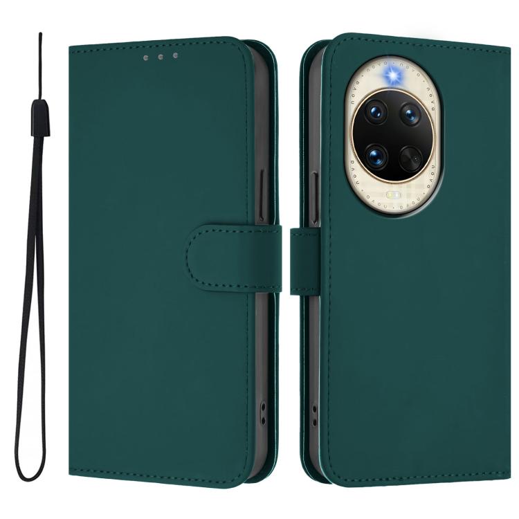 For Huawei nova 14 Skin Feel Solid Color Leather Phone Case with Lanyard