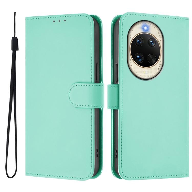 For Huawei nova 14 Skin Feel Solid Color Leather Phone Case with Lanyard