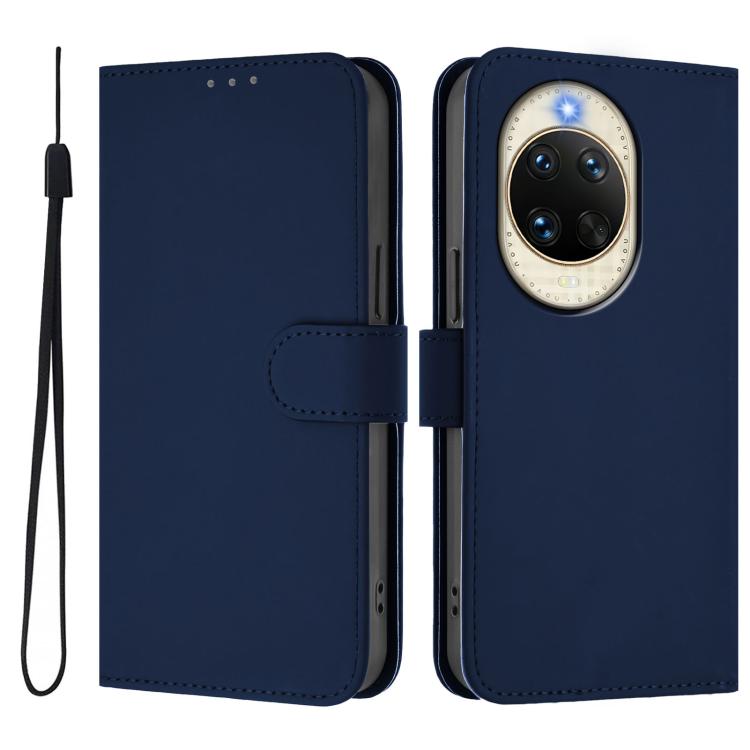 For Huawei nova 14 Skin Feel Solid Color Leather Phone Case with Lanyard