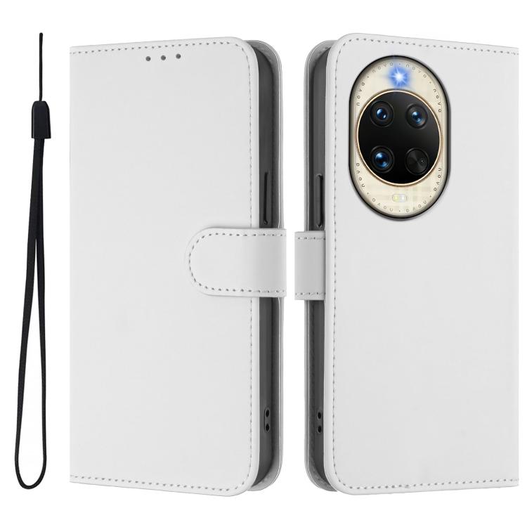 For Huawei nova 14 Skin Feel Solid Color Leather Phone Case with Lanyard