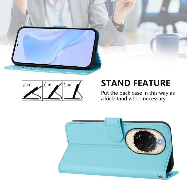 For Huawei nova 14 Skin Feel Solid Color Leather Phone Case with Lanyard
