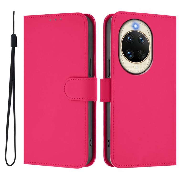 For Huawei nova 14 Skin Feel Solid Color Leather Phone Case with Lanyard