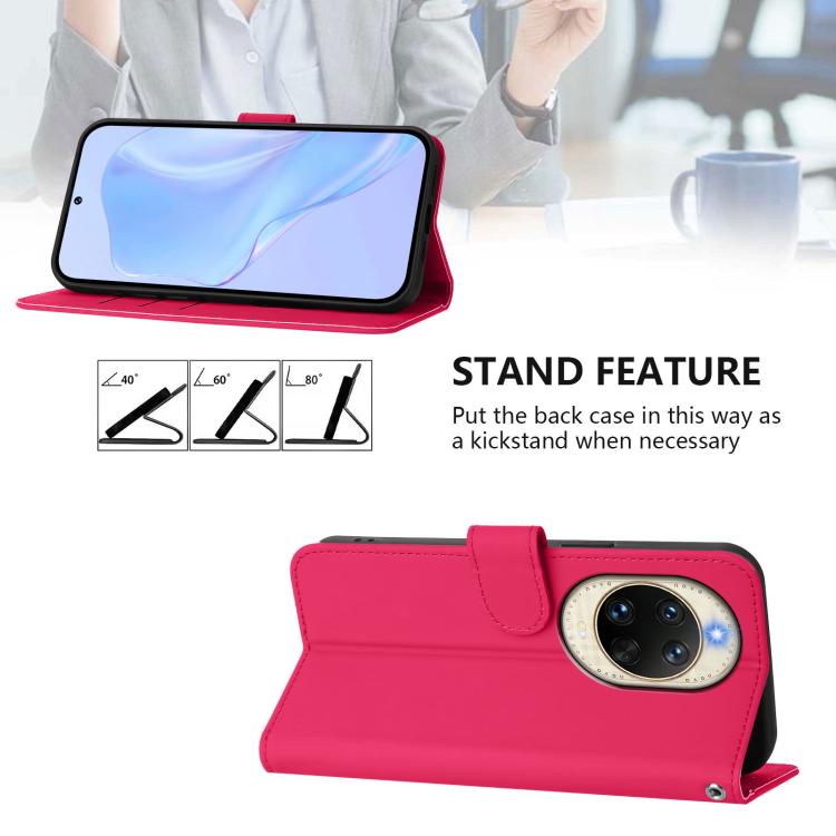 For Huawei nova 14 Skin Feel Solid Color Leather Phone Case with Lanyard