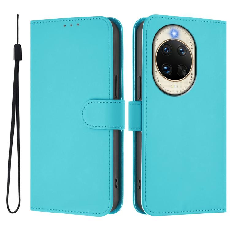 For Huawei nova 14 Skin Feel Solid Color Leather Phone Case with Lanyard