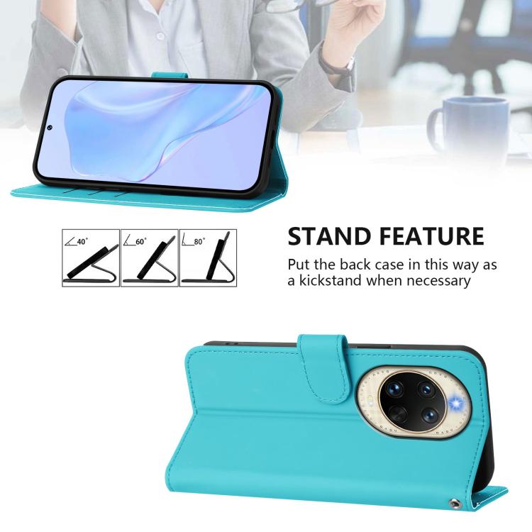 For Huawei nova 14 Skin Feel Solid Color Leather Phone Case with Lanyard