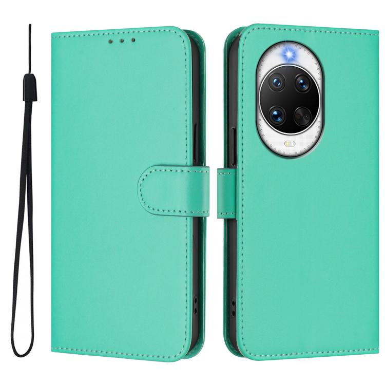 For Huawei nova 14 Ultra Skin Feel Solid Color Leather Phone Case with Lanyard