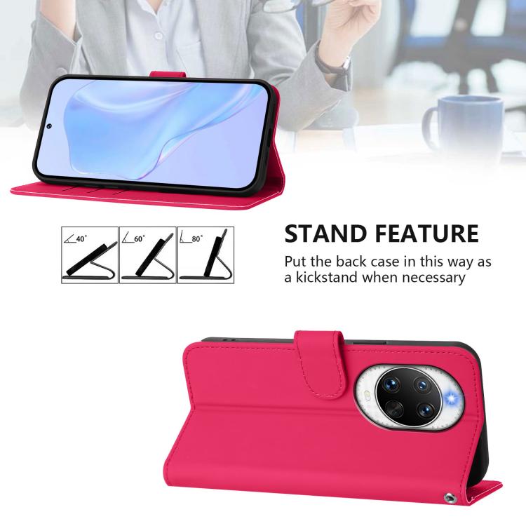 For Huawei nova 14 Ultra Skin Feel Solid Color Leather Phone Case with Lanyard