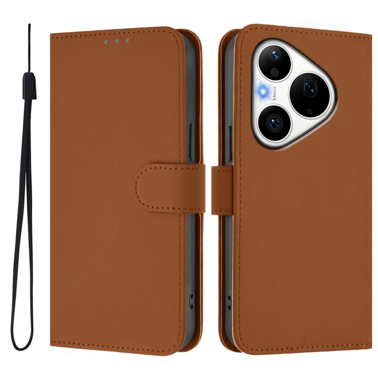For Huawei Pura 90 Pro 5G Skin Feel Solid Color Leather Phone Case with Lanyard