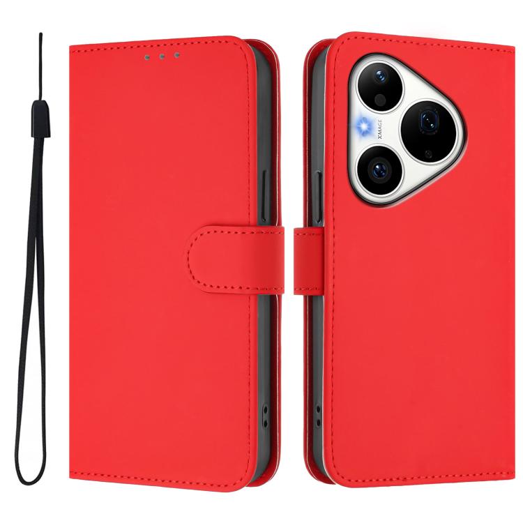For Huawei Pura 90 Pro 5G Skin Feel Solid Color Leather Phone Case with Lanyard