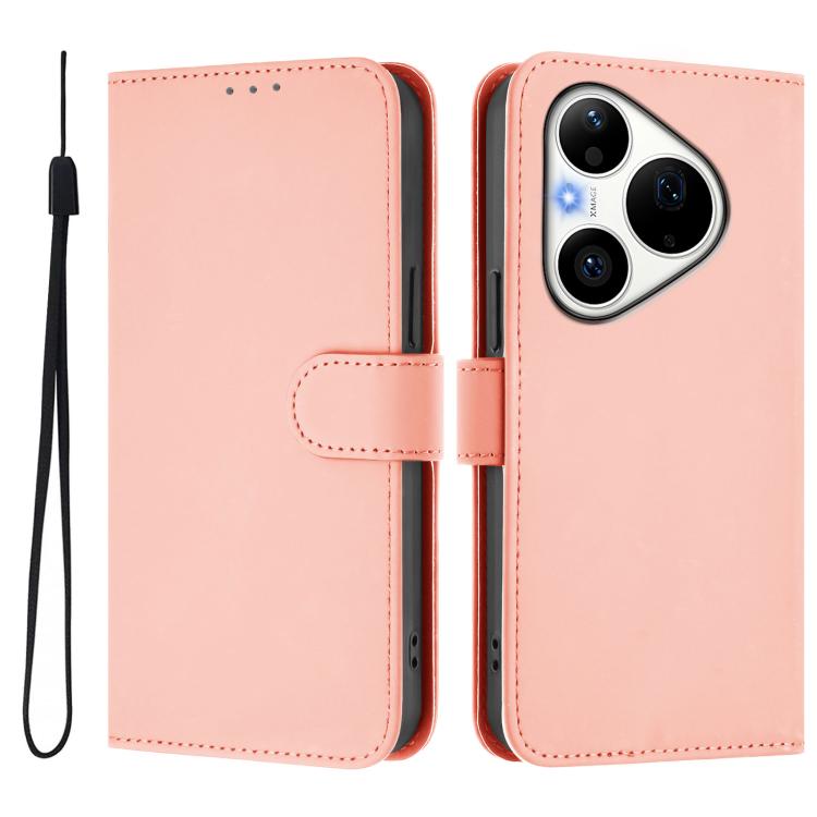 For Huawei Pura 90 Pro 5G Skin Feel Solid Color Leather Phone Case with Lanyard