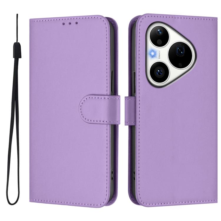 For Huawei Pura 90 Pro 5G Skin Feel Solid Color Leather Phone Case with Lanyard