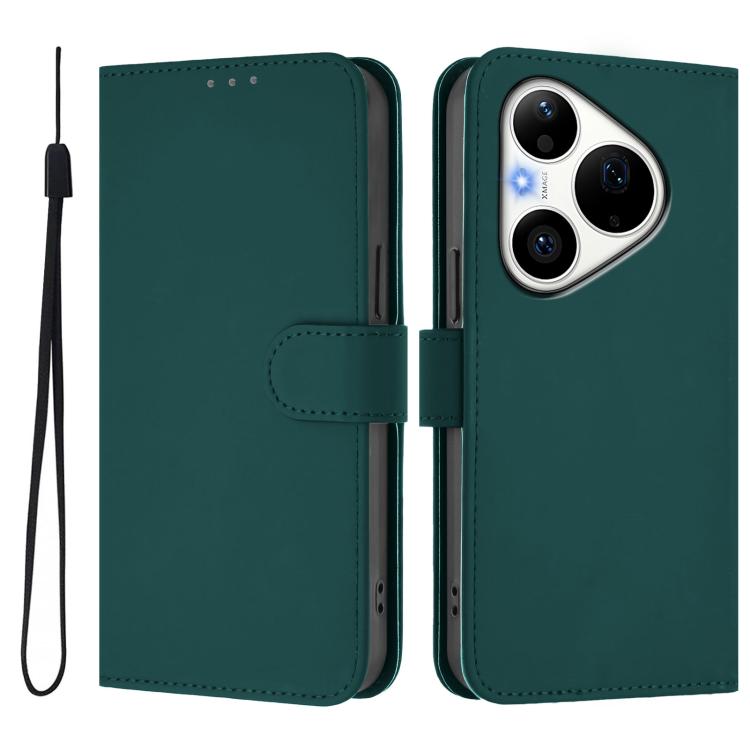For Huawei Pura 90 Pro 5G Skin Feel Solid Color Leather Phone Case with Lanyard