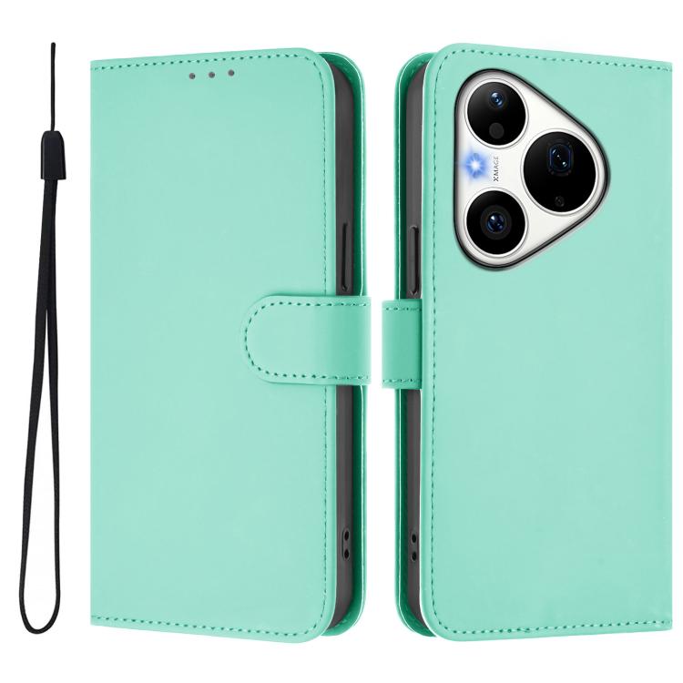 For Huawei Pura 90 Pro 5G Skin Feel Solid Color Leather Phone Case with Lanyard