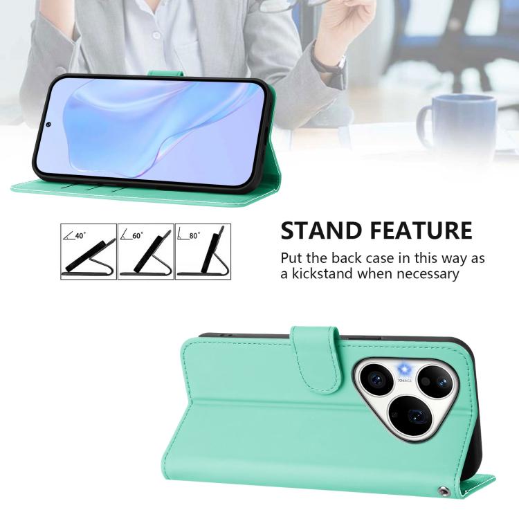 For Huawei Pura 90 Pro 5G Skin Feel Solid Color Leather Phone Case with Lanyard