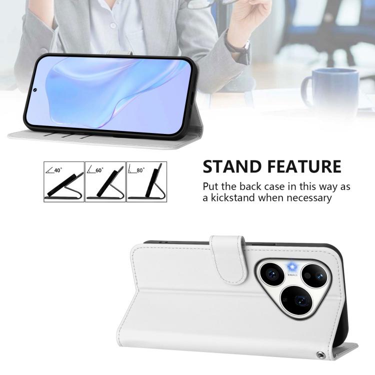For Huawei Pura 90 Pro 5G Skin Feel Solid Color Leather Phone Case with Lanyard