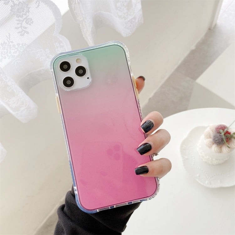 For iPhone 12 / 12 Pro Gradient Shockproof TPU + Acrylic Protective Case with Detachable Buttons