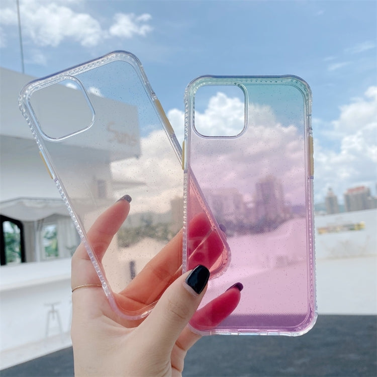 For iPhone 12 / 12 Pro Gradient Shockproof TPU + Acrylic Protective Case with Detachable Buttons