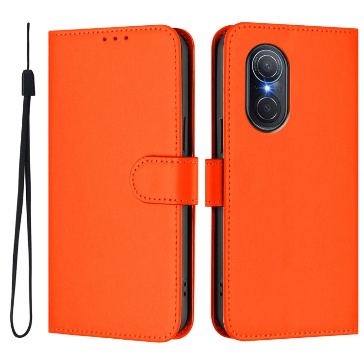 For Honor 50 SE / Huawei nova 9 SE Skin Feel Solid Color Leather Phone Case with Lanyard
